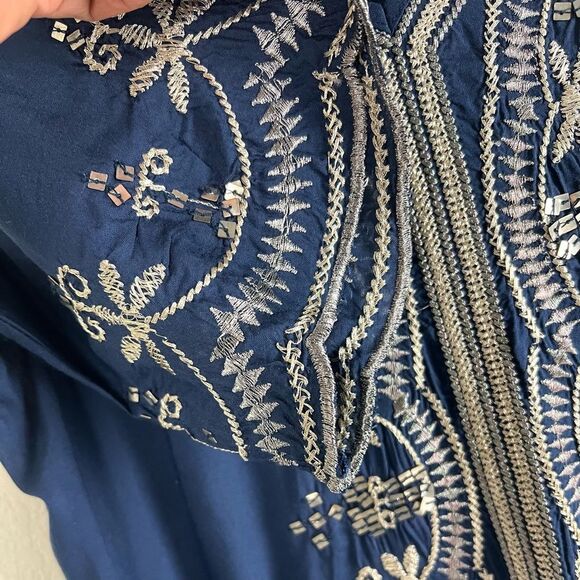 Soft Surroundings Navy Embroidered Tunic - Picture 5 of 9